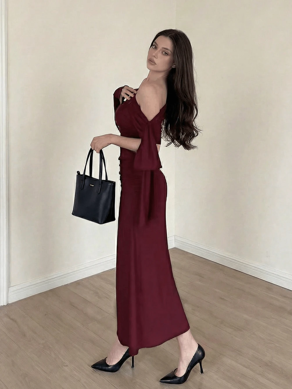 Elegant Asymmetric/Asymmetrical Ruffle Trim Dress, Formal Evening Party Casual