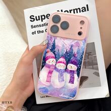 さまざまな色の帽子で飾られた雪だるまのスマホケースは、大きなスマホケースに液体の質感を再現しており、 17/16/15/14/13/12/11/XS/X Pro MAX、Pro、Plusシリーズ用にデザインされています。保護機能があり、指紋がつきにくく、軽量です。 - ピンク - チェックする 4