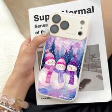 さまざまな色の帽子で飾られた雪だるまのスマホケースは、大きなスマホケースに液体の質感を再現しており、 17/16/15/14/13/12/11/XS/X Pro MAX、Pro、Plusシリーズ用にデザインされています。保護機能があり、指紋がつきにくく、軽量です。 - ピンク - チェックする 7