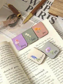 Customized Leather Birthday Flower Bookmarks, Personalized Name Bookmarks - Multicolor - View 3
