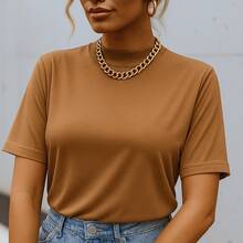 Women's Tshirt Basic T-Shirt Women's Blouse High Neck Oversized Sleeve 100% Premium Cotton National Manufacturer - Mousse Sôcôla - Xem 2