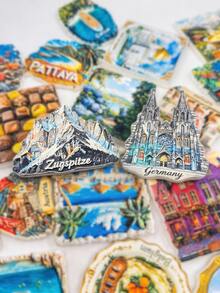 1 Peça Imã de Geladeira da Catedral de Colônia, Alemanha, Adesivo Magnético de Lembrança de Viagem com Pintura 3D em Relevo, Presente Criativo de Decoração Doméstica, Imã de Geladeira de Resina 3D Embutida de Alta Qualidade em PVC, Decoração de Cozinha, Imã de Cenário Famoso, Presente de Decoração Doméstica para Amantes de Viagem - Multicolorido - Visão 3