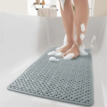1pc Bath Tub And Shower Mat, Anti-Slip Shower Pad With Drain Holes And Suction Cups, Soft Machine Washable Rug, Home Bathroom Shower Mat, Bathroom Accessories, Bathroom Decor, Kitchen Area Rug, Laundry Room - Rice Coloured - View 6