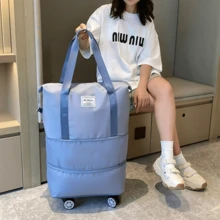 Bolsa de Viaje Expandible con Ruedas Desmontables / Gran Capacidad Multifuncional con Separación Seco-Húmedo / Impermeable para Gimnasio Yoga Viajes Fin de Semana - Celeste - Ver 7