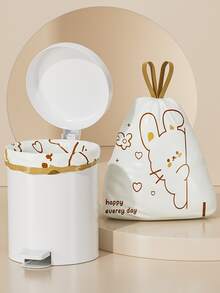 30/60/90 Pieces Per Roll 4-Gallon Drawstring Garbage Bags, Cute Printed Disposable Garbage Bags, Self-Closing Garbage Bags, Household Tie Garbage Bags, Garbage Bags, Garbage Bags, Multi-Functional Garbage Bags, For Home, Office, Cleaning Supplies, Household Tools