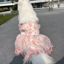 1pc Pet Summer Mesh Rose Dress, Cute Princess Style Dress For Medium/Large Dogs, Suitable For Border Collie, Golden Retriever, Samoyed, Labrador - Pink - View 13