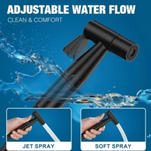 3pcs Stainless Steel Bidet Sprayer Set - Includes Hand Held Shower Head, Extension Hose And Wall Mount Bracket. Easy Installation Without Drilling. Suitable For Bathroom Toilet, Shower, Bathtub, Kitchen Sink, Hotel Washroom And More. Meets Personal Hygiene Needs, Convenient For Washing Clothes And Bedding. Also Applicable For Household Cleaning, Gardening And Pet Washing. An Ideal Bathroom Storage Solution. Designed Specifically For Homemakers, You'll Love It! - 3pcs Set - View 3