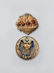 1 Peça Adesivo Magnético Estilo Egípcio, Pirâmide do Faraó + Caravana de Camelos, Lembrança de Viagem Decoração Doméstica, Artesanato Criativo em Resina 3D Gravado, Imã de Geladeira em PVC, Decoração de Cozinha, Imã de Cenário Famoso, Presente Ideal para Entusiastas de Viagem - Multicolorido - Visão 7