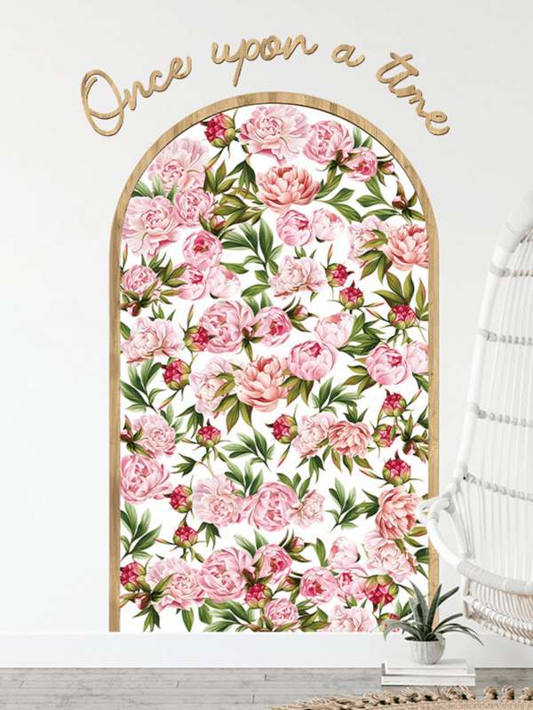 1pc Bohemian Style Plant & Floral Decor Wall Sticker, Removable PVC Geometric Arch Mural For Living Room Background