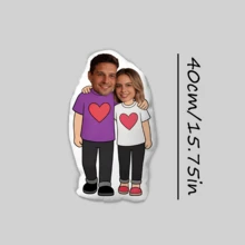 Customizable Plush Photo Pillow - Personalized Face Filling Printed Double-Layer Cushion For Body, Dad, Mom, Pet, Birthday, Graduation, Father's Day, Mother's Day, Halloween, Christmas, Valentine's Day, Anniversary, Memorial Day, Thanksgiving, Easter, April Fool's Day, Carnival, Back To School, National Day - Hugging Couples - View 44