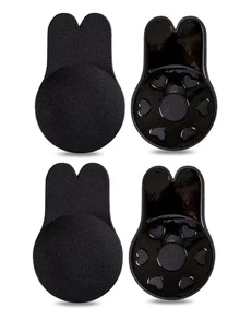 4片/2片装可重复使用兔耳硅胶隐形文胸自粘运动聚拢文胸贴纸 - 彩色 - 查看 12