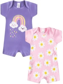 2-Piece Assorted Baby Romper Set For Boys And Girls - Màu Hồng Tươi - Xem 1