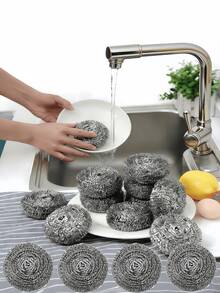 Steel Wool Cleaning Balls, Cleaning Balls, Stainless Steel Cleaning Balls, Steel Wool Pads, Cleaning Brushes, Kitchen Dish Washing Brushes, Steel Wool Balls, Decontamination Cleaning Pot Brushes, Stainless Steel Cleaning Brushes, Wear-Resistant, Stainless Steel Kitchen Cleaning Brushes, Cleaning Brushes, Essential Kitchen Cleaning Items. - Multicolor - View 2