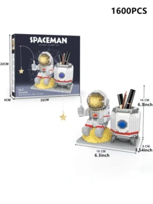 1543pcs Astronaut Pen Holder With Light, 3D Puzzle Model, Creative Educational Building Blocks, Makeup Storage Box, Home Decor, Birthday Gift - Multicolor - View 17