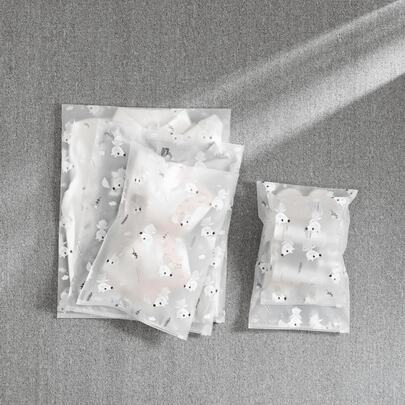 50pcs Transparent Clothing Zipper Packaging Bags, Self Sealing Packaging Bags, Cartoon Pattern Packaging Bags, Holiday Gift Packaging Bags, Clothing Packaging Bags, Waterproof Plastic Bags, Reusable Self Sealing Zipper Packaging Bags, Travel And Daily Storage Bags, As Well As Clothing Classification Packaging Bags