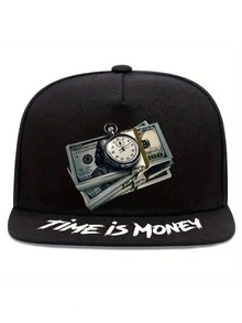 1pc/2pcs "Time Is Money" Dollar Bill Graphic Print Baseball Cap And Crossbody Bag Set, Streetwear Fashion Outdoor Sports Adjustable Flat Brim Cap And Shoulder Bag, Valentine''s Day & Anniversary Gift - Multicolor - View 9