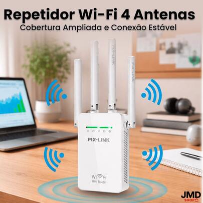 Repetidor 4 Antenas de Internet Wi-Fi Bi-Volt com Conexão Estável