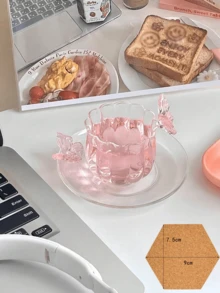 Bộ 1 tách trà và đĩa lót hình bướm 3D màu hồng, bộ tách trà và đĩa lót hình bướm nữ tính dùng cho tiệc trà chiều, bộ tách cà phê latte kiểu Ins-Style, thích hợp cho các cửa hàng tráng miệng, quán cà phê, nhà hàng, phòng khách. - Nhiều màu - Xem 5