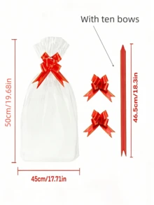 10/20pcs Valentine's Day Gift Baskets, With Glass Paper Bags And Ribbon Bow, Red Plastic Basket, Suitable For Wedding, Mother's Day, Easter Party Decoration, Exquisite Packaging