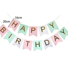 Pancarta de cumpleaños en tonos pastel con letras doradas brillantes, banderín de feliz cumpleaños, decoraciones de fiesta, suministros para fiesta de cumpleaños - Multicolor - Ver 5