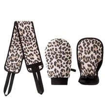 Three Pieces Set Of Leopard Print Bath Sponges, Back Scratchers, And Bath Mitts, Featuring Drawstring Ties, Double-Sided Scrubbing And Exfoliating Capabilities For Bathing And Back Scrubbing - Multicolor - View 2