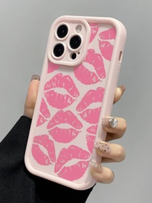 Lips 1pc Sexy Pink Lip Print Minimalist Full Coverage TPU Shockproof Phone Case Compatible With Apple 17, 16, 15, 14, 13, 12, 11 Pro Max, Air, And Series - Multicolor - View 3