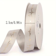 1 pieza 30,5 yardas de cinta de poliéster con impresión de lámina de oro, adecuada para cajas de dulces, ramos y regalos, perfecta para arreglos florales del Día de San Valentín y embalaje de pasteles, con lazo y cinta - Multicolor - Ver 3