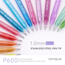 Languo 88 couleurs Ensemble de stylos paillettes/48/40/24/16, Ensemble de stylos paillettes métalliques, Stylos gel paillettes métalliques à grande capacité, Effet paillettes, Stylos attrayants pour cahier de dessin, Surligneur 1 mm - Multicolore - Voir 6