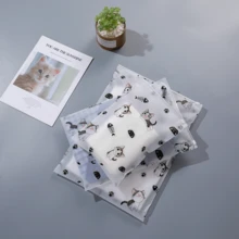 50pcs Transparent Clothing Zipper Packaging Bags, Self Sealing Packaging Bags, Cartoon Cat Pattern Packaging Bags, Holiday Gift Packaging Bags, Clothing Packaging Bags, Waterproof Plastic Bags, Reusable Self Sealing Zipper Packaging Bags, Travel And Daily Storage Bags, As Well As Clothing Classification Packaging Bags - Multicolor - View 5