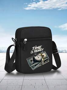 1pc/2pcs "Time Is Money" Dollar Bill Graphic Print Baseball Cap And Crossbody Bag Set, Streetwear Fashion Outdoor Sports Adjustable Flat Brim Cap And Shoulder Bag, Valentine''s Day & Anniversary Gift - Multicolor - View 5