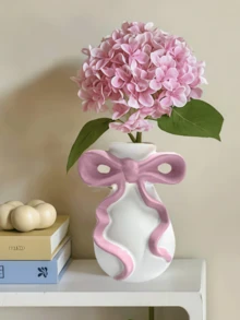 Joivida 1个时尚树脂花瓶，带蝴蝶结装饰，少女风家居装饰花瓶，浪漫婚礼装饰蝴蝶结造型树脂花瓶，结婚礼物，毕业礼物，生日礼物，节日礼物，送给女朋友/男朋友的礼物，房间装饰花瓶，情人节花瓶 - 彩色 - 查看 14