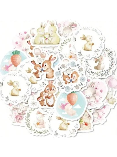 Pegatinas lindas de conejo, set decorativo de pegatinas de conejito de Pascua, adecuado para portátil, botella de agua, carcasas de teléfono y computadora, marcapáginas, cajas de almacenamiento y otras superficies de papelería, regalo de Pascua