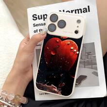 スマホケース -  11から17用に設計された広々としたスマホケース、赤いリンゴのドロップレットが入った液体のような質感を特徴としています。それらはカメラを保護し、指紋を防ぎます。 - ブラック - チェックする 6