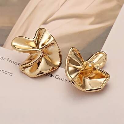 5pcs Gold Metal Buttons With Abstract Leaf Design - Elegant Decorations Suitable For Valentine's Day, Weddings And Birthdays, Handmade Crafts - Sewing Supplies And Accessories, Durable Metal