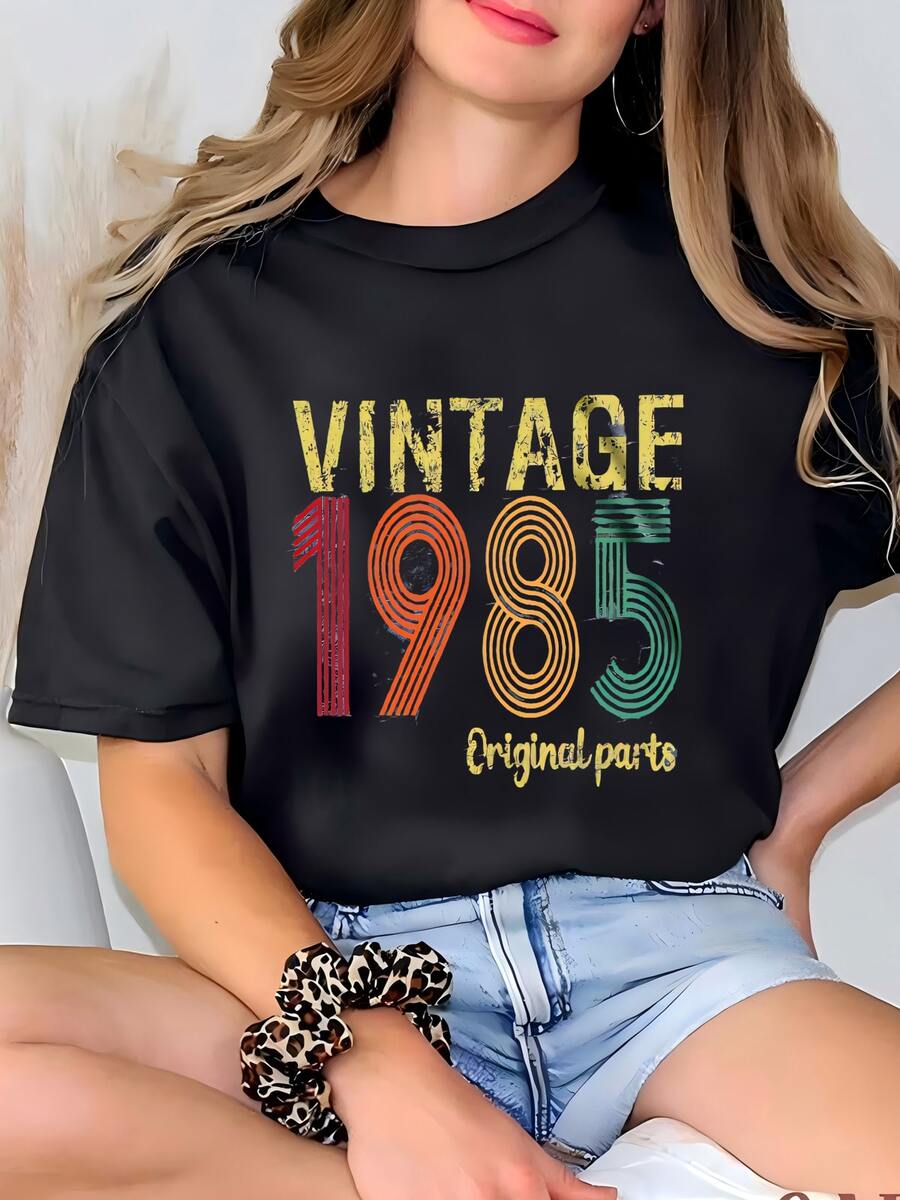 Camiseta De Piezas Originales De 1985, Camisa Vintage De 1985, Camisa De Regalo De Cumpleaños 40th, Camisa Vintage De 1985, Camisa De Regalo Retro De 1985, Camisa De Regalo De Piezas Originales 40th Camiseta - Negro - Ver 1