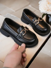 女童平底鞋,时尚舒适休闲百搭乐福鞋,软底圆头宽松平底鞋,学生鞋,公主鞋,秋季款 - 黑色 - 查看 3