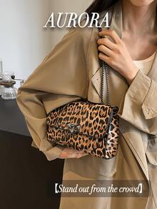 Minimalist Elegant Square Flap Crossbody Bag: Vintage-Inspired Lock Closure Design With Sleek Metal Chain Shoulder Strap, Multi-Functional Women's Daily Casual Purse – Perfect For Leisure Outings, Office Commuting, Workdays, Coffee Dates & Everyday Use, Stylish Compact Bag Blending Timeless Charm With Practicality For Modern Women - 彩色 - 查看 5