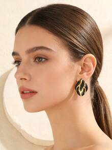 18K Gold Stainless Steel Earrings - Hypoallergenic, Multifunctional Elegant Ear Studs, Minimalist Fashion Design, Anti-Fading, Ideal Gift For Female Friends And Family - Multicolor - View 7