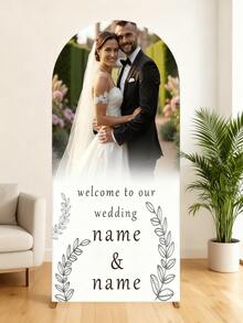Customizable Arch-Shaped Backdrop Fabric, Personalized Photo & Text Design, Multiple Sizes, Durable Elastic Material, Suitable For Birthday, Wedding, Party And Various Occasions, Great For Decorative Gifts - Multicolor - View 4