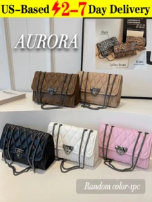 Minimalist Elegant Square Flap Crossbody Bag: Vintage-Inspired Lock Closure Design With Sleek Metal Chain Shoulder Strap, Multi-Functional Women's Daily Casual Purse – Perfect For Leisure Outings, Office Commuting, Workdays, Coffee Dates & Everyday Use, Stylish Compact Bag Blending Timeless Charm With Practicality For Modern Women - 彩色 - 查看 16