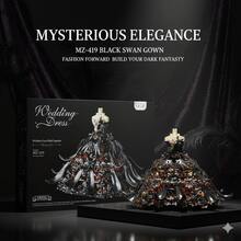 1500pcs Luxury Dress Building Blocks Set, Adult DIY White Dress & Black Swan Model Kit, Creative Hobby Desktop Decor, Anniversary Gift For Her, Home Room Decoration & Collection Display, Christmas, Halloween Party Favor - Multicolor - View 10
