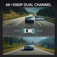 4K Ultra HD Mirror Dash Cam - 9.66" Large Screen Touch, Anti-Glare Rear View Mirror Camera With Super Night Vision, Front And Rear Dual Lens, 32GB Card Included - Luxury Edition:4K Dual Dashcam+32G Card - View 7