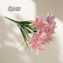 5pcs Artificial Lily Flowers, Multi-Color Options, Suitable For DIY Flower Arrangement, Home Decor, Wedding Party, Bouquet Making, Hotel, Home Wedding Decoration, Handheld Flowers, Photography Props And Other Holiday Decorations - Multicolor - View 14