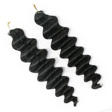 EAYON HAIR Loose Deep Wave Natural Color Crochet Human Hair Bundles Invisible Pre-Separated Human Crochet Hair 14-22 Inch 100 Strands/120G Miracle Knots Crochet Hair For Travel, Vacation, Holiday, Wedding, Summer Beach - Natural Black - 查看 5