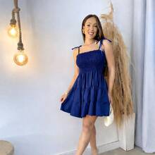 Women's Three-Tiered Dress With Lastex Fabric,  Style, Cool And Comfortable, With Elasticated Elastic And Adjustable Straps, Summer, Day & Night, Party, Beach, Fashion, Ruffled - Đỏ - Xem 5