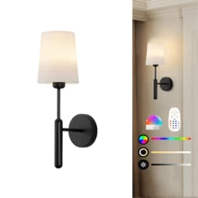 Rechargeable Battery Powered Wall Lamp, With 15-Color Temperature Adjustable Remote Control, Battery-Operated Non-Hardwired Wall Light For Bedroom, Cottage, Bedside Reading Lamp (Black) - 15RGB - View 11