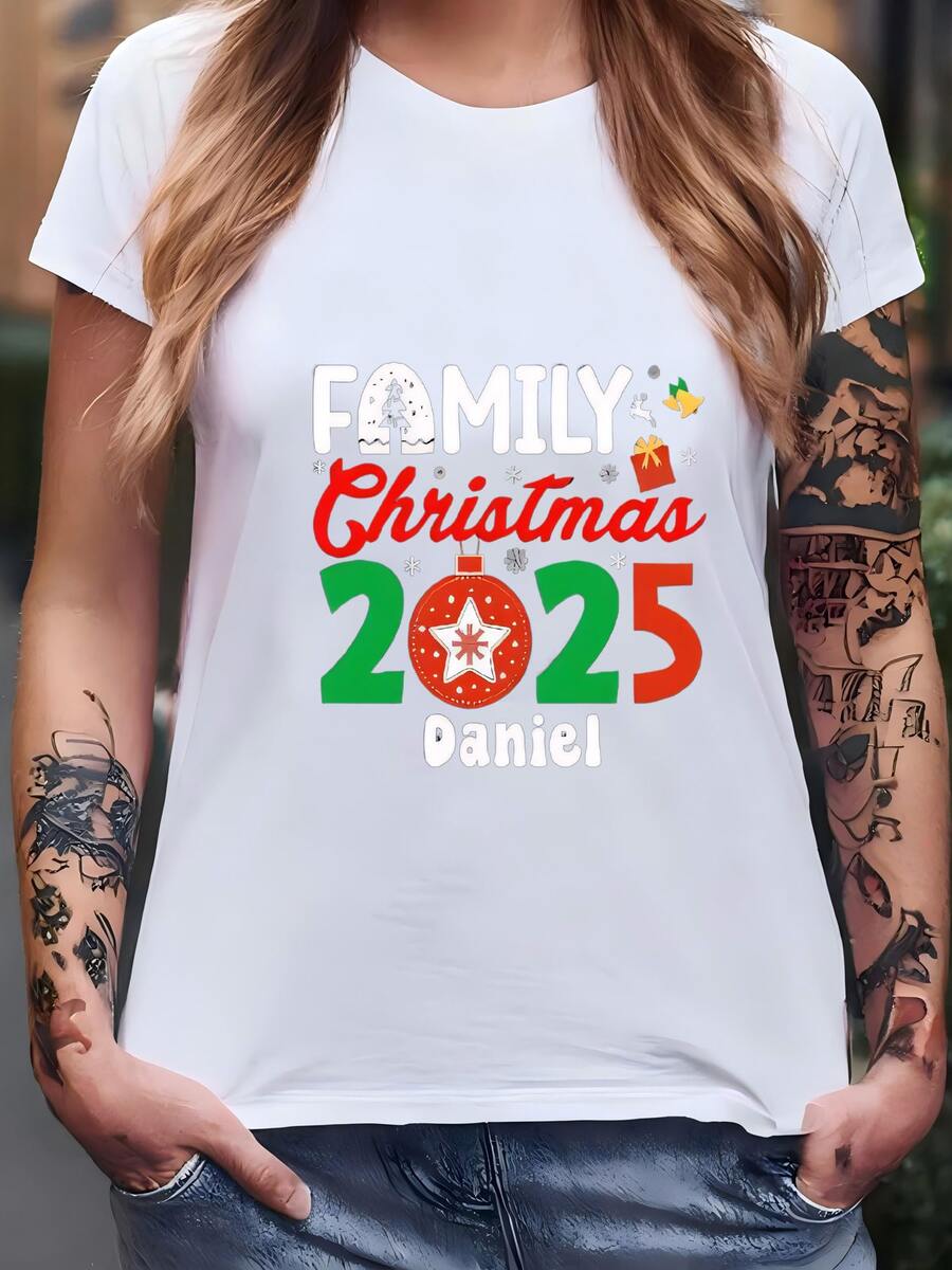 Navidad Familia Navidad 2025 Camisas, Camisa De Familia Navidad, Camisa De Grupo De Navidad, Pijamas De Navidad, Regalos De Navidad, Camiseta De Navidad, Pijamas De Familia Camiseta - Blanco - Ver 1