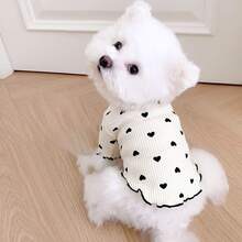 1pc Lightweight Pet Heart Embroidered Waffle Short Sleeve Vest Suitable For Small Dogs/Cats (Product Size Runs Small, Suggest Ordering 1-2 Sizes Up, Random Color Dispatch) - Beige - View 5