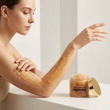 MELAO Exfoliante de 24K Oro - Exfoliante corporal con aceite de coco y vitaminas - Fórmula antienvejecimiento, de limpieza profunda y humectante para una piel suave y radiante - Dorado - Ver 6