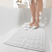 1pc Bath Tub And Shower Mat, Anti-Slip Shower Pad With Drain Holes And Suction Cups, Soft Machine Washable Rug, Home Bathroom Shower Mat, Bathroom Accessories, Bathroom Decor, Kitchen Area Rug, Laundry Room - Rice Coloured - View 9
